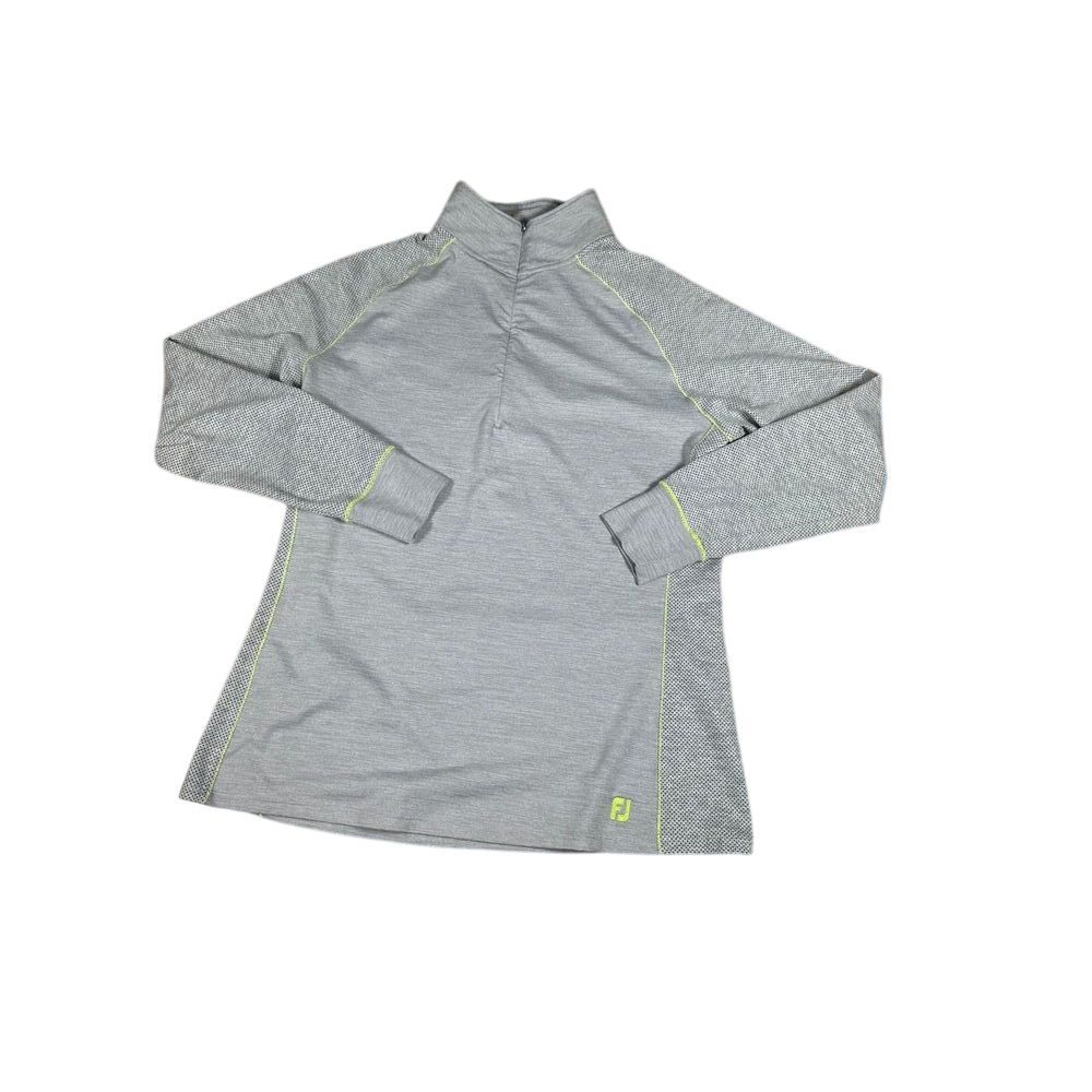 FootJoy FJ Gray Athletic Quarter Zip Pullover Golf Top Neon Accent Performance